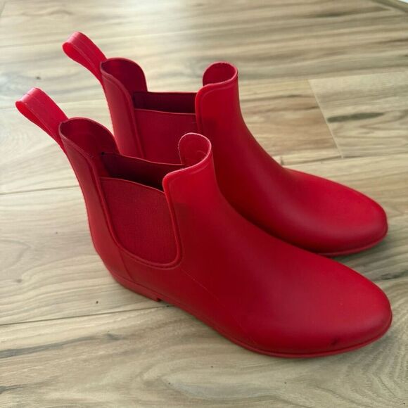 SAM EDELMAN | Tinsley Red Ankle Rain Chelsea Boots Booties Rubber | Size 9 - Picture 2 of 9